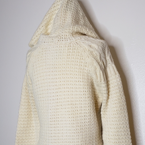 RARE Old Navy Angora Wool Rabbit Cream Sweater Hoodie Textured Tight Knit Comfy - Picture 6 of 15